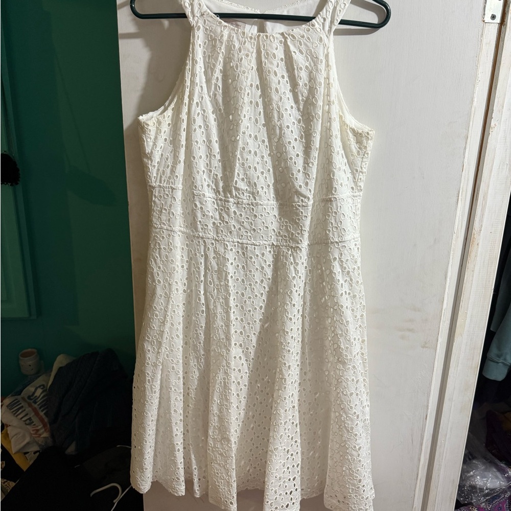 Elegant White Eyelet Dress